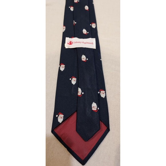 Johnny Applebee's Necktie Navy Blue Christmas Santa Clause Pattern 57" x 3.125" - Picture 4 of 4